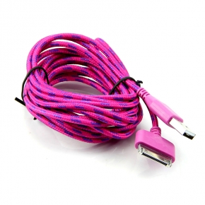 USB - Apple Dock Connector дата-кабель Konoos в нейлоновой оплетке 1 м, розовый